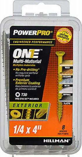 116816 Hillman Fasteners 5 Pack - Power Pro One Exterior Screws Flat Head Bronze Epoxy Coated #1/4x4- Inch