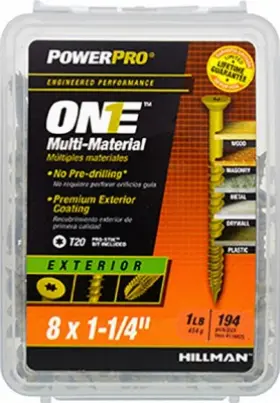 116825 Hillman Fasteners 5 Pack Power Pro One Screws Flat Head Bronze Epoxy Coated #8x1.25- Inch 194-pk. 11