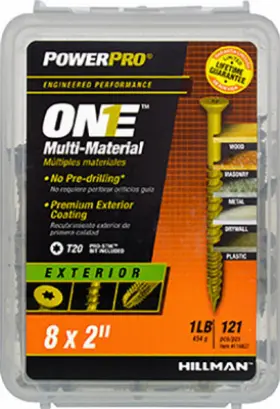 116827 Hillman Fasteners Power Pro One Screws Flat Head Bronze Epoxy Coated #8x2- Inch 126-pk. -116827