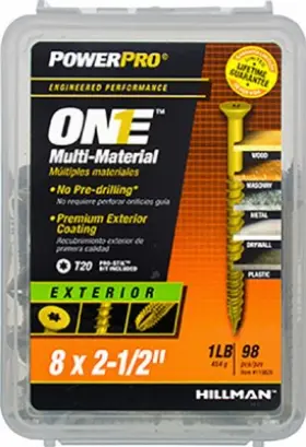 116828 Hillman Fasteners 5 Pack Power Pro One Screws Flat Head Bronze Epoxy Coated #8x2.5- Inch 91-pk. 1168