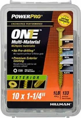 116840 Hillman Fasteners 5 Pack Power Pro One Screws Flat Head Bronze Epoxy Coated #10x1/4- Inch 145-pk. 11
