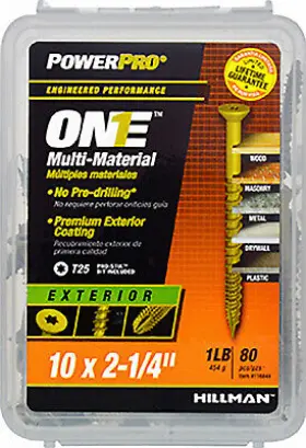 116844 Hillman Fasteners Power Pro One Screws Flat Head Bronze Epoxy Coated #10x2-1/4- Inch 86-pk. -116844
