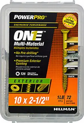 116845 Hillman Fasteners 5 Pack Power Pro One Screws Flat Head Bronze Epoxy Coated #10x2.5- Inch 78-pk. 116
