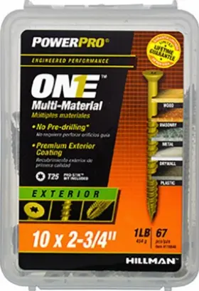 116846 Hillman Fasteners Power Pro One Screws Flat Head Bronze Epoxy Coated #10x2-3/4- Inch 69-pk. -116846