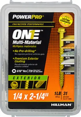 116905 Hillman Fasteners Power Pro One Exterior Screws Hex Bronze Epoxy Coated #1/4x2-1/4- Inch 46-pk. 1169
