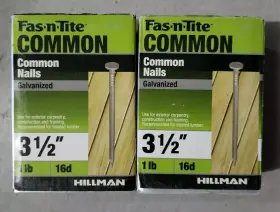 461287 Hillman Fasteners 2 Packs 1 Lb Ea Fas-n-tite Common Nails Galvanized 16d 3.5-in