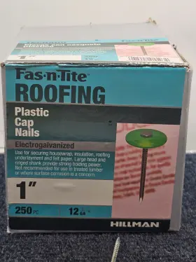 461439 Hillman Fasteners 250 Pieces Fas-n-rite Plastic Cap Roofing Nails Electro Galvanized 1 Inch