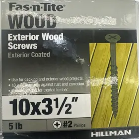 48393 Hillman Fasteners Fas-n-tite Exterior Wood Screws Gray Ceramic 3.5- Inch X #10 5-lbs. -48393 J
