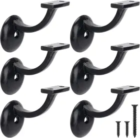 141107 Hillmaster Steel Handrail Bracket For Indoor Outdoor Stairs Matte Black-6pcs Black