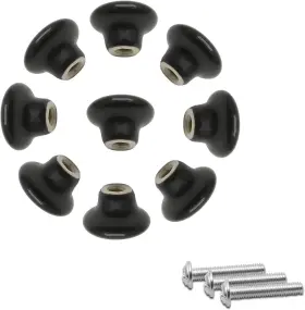 21915-19 Hitefu -21915-19 10pcs Black Ceramic Cabinet Knobs 1.26 Inch /32mm Glossy Round