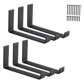6169 Hmh 6-pack Heavy Duty J-shaped Shelf Brackets With Lip 9 Inch Industrial 6 Pack