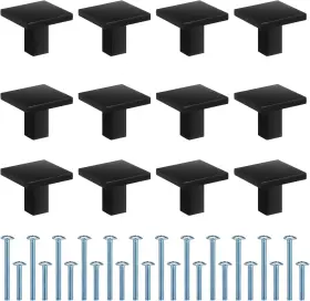 556141 Hofurme 12 Pack Matte Black Square Cabinet Knobs Length Soild Zinc Alloy Drawer