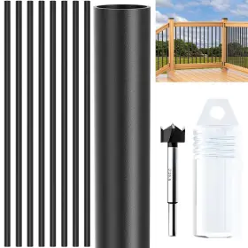 Adb-36in-60-bl Hoiplu 60 Pack 36-inch Aluminum Deck Balusters 3/4 Inch Od Balusters-36 Black