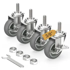 Sgjl3g38 Holkie Caster Wheels 3 Inch Locking Casters Set Of 4 Threaded Stem 3/8 -16
