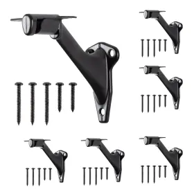 Hmh-3371 Home Master Hardware 3 Inch Stair Handrail Bracket 6 Pack Brackets For Stairs Matte Black Railing Banister