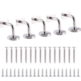 Homend 615200886479 5 Pack Stainless Steel Wall Mount Stair Handrail Brackets With Base Flange Cover Fo