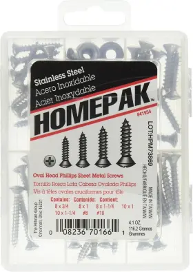 41954 Homepak Size No Color Oval Head Phillips Sheet Metal Screws