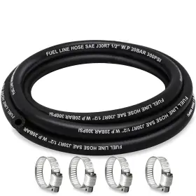 J30r7 Housun Hs Fuel 1/2 Line Inch Id Hose 5ft Nbr With 4 Clamps