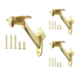 Howtool 711132925814 Stair Handrail Brackets Wooden Railing Support Champagne Brass 3 Pack
