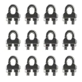 Hstech M6-1/4in-12pcs 12pcs 1/4 Inch M6 304 Stainless Steel Wire Rope Cable Clip Clamp Used