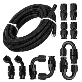 Hutulao 601058331032 6an 3/8 Inch Ptfe E85 Hose Tube Nylon Braided Stainless Steel Transmission Fuel L