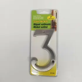 Br-43sn Hy-ko Satin Nickel #3 House Number 4 Inch Size New