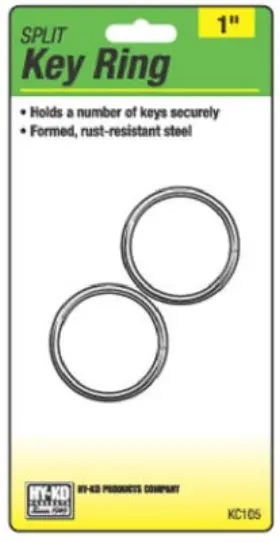 Kc105 Hy-ko 5 Pack - Split Key Ring Steel 1- Inch 2-pk