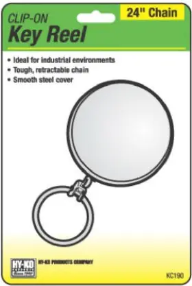 Kc190 Hy-ko 5 Pack - Key Reel Clip Retractable Chrome With 24- Inch Chain