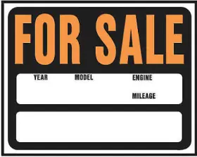 842172 Hy-ko Prod Co Inch Auto For Sale Sign Hy-glo Orange/ Black Plastic 15 X 19-