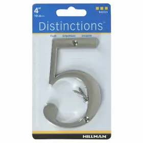 843325 Hy-ko Prod Co Prestige Series House Address Number Inch 5 Satin Nickel 4-