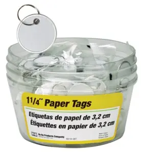 Kb144-bkt Hy-ko Prod Co Paper Tag With Split Ring In Display Bucket 1.25- Inch 25-pc. 5-pk. -kb144-bkt