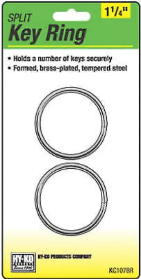 Kc107br Hy-ko Prod Co 5 Pack - Split Key Ring Brass-plated 1-1/4- Inch 2-pk. -kc107br