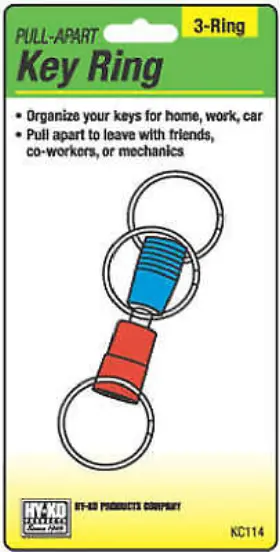 Kc114 Hy-ko Prod Co 5 Pack Key Ring 3-way Pull Apart
