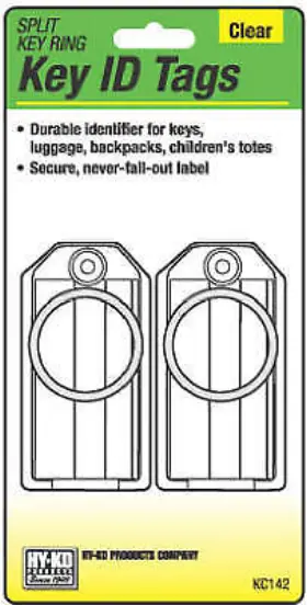 Kc142 Hy-ko Prod Co 5 Pack - Identification Tag With Split Ring Clear 2-pk. -kc142