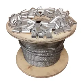 Hy-weld 692769194702 Galvanized Aircraft Cable Wire Rope 1/16 Inch 7x7-1000 Ft Reel 100 Aluminum Slee