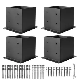 B92742 Icokin 6 Post Base 4 Pcs Deck Brackets Inner Size 5.6 Inch X5.6 Heavy Duty Powder-c