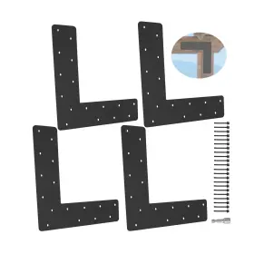Shba190 Icokin 4 Pcs L Shape Flat Bracket. 11.8 Inch X11.8 Mending Plate With Black Powder-coate