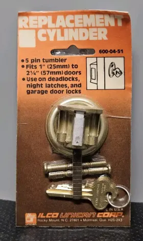 600-04-51 Ilco Replacement Cylinder - 5 Pin Tumbler Fits 1 Inch To 2 Doors