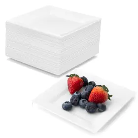 Il-pl45sq-wh50 Ilyapa 50 White Square Disposable Plates - 4.5 Inch Plastic Mini