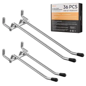 B0dy1gp4sp Incly 36-pack 4/6 Inch Double Arm Pegboard Hooks For 1/4 Peg Boards Heavy Duty