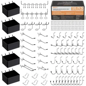 B0f28ytrdv Incly 120-piece Pegboard Organizer Kit Hooks Bins Assortment For Tool Storage