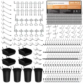 B0frslqp62 Incly 280pcs Pegboard Accessories Organizer Kit Hooks Bins Cups For Garage Works