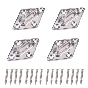 Increway Inc-hw13-119 Diamond Pad Eye Plate 4 Pack 304 Stainless Steel Ceiling Hooks Hard