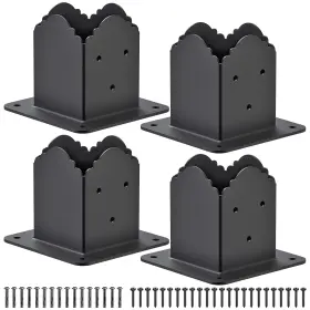 Inpb-001-n-4p Insaga 4x4 Post Base Bracket Heavy Duty 4mm Thick Steel Decorative Design For