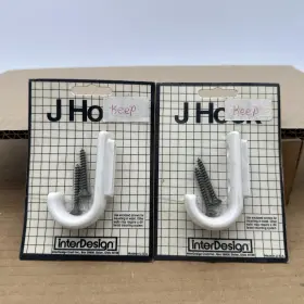 18006 Interdesign Vintage Single J Hook Sand Beige Made In Usa New Lot Of 2