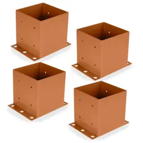 Iron Forge Tools 840013434832 6x6 Post Base For Concrete 4 Pack 5.9 Inch X Brown Powder Coated Heavy Dut