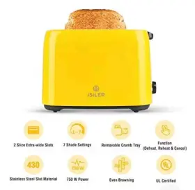 Ta01302-ul Isilerstore Fast Heating Extra Wide 2 Slice Toaster With 7 Shade Settings