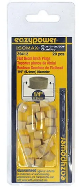 30012 Isomax 6 Pack - Dowel Plug Flat Head 1/4- Inch 20-pk