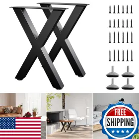 B0bndfwlq4 Iteelas 16 Inch X-shaped Metal Coffee Table Bench Legs Set Of 2 Black