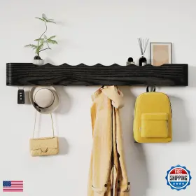 B0fxwyskpy Jadoxy Coat Rack Wall Mount Shelf 8 Hidden Hooks Modern Wooden Key Holder